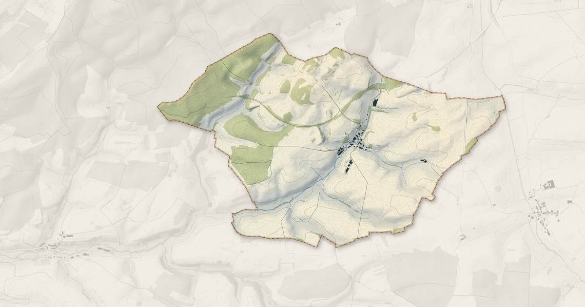 Portrait cartographique de Gesnes-en-Argonne : relief, eau, forêts, bâti et voies, calculés à partir des données de l'IGN