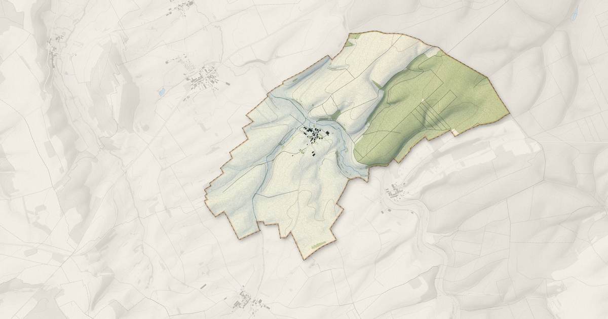 Portrait cartographique de Gimécourt : relief, eau, forêts, bâti et voies, calculés à partir des données de l'IGN
