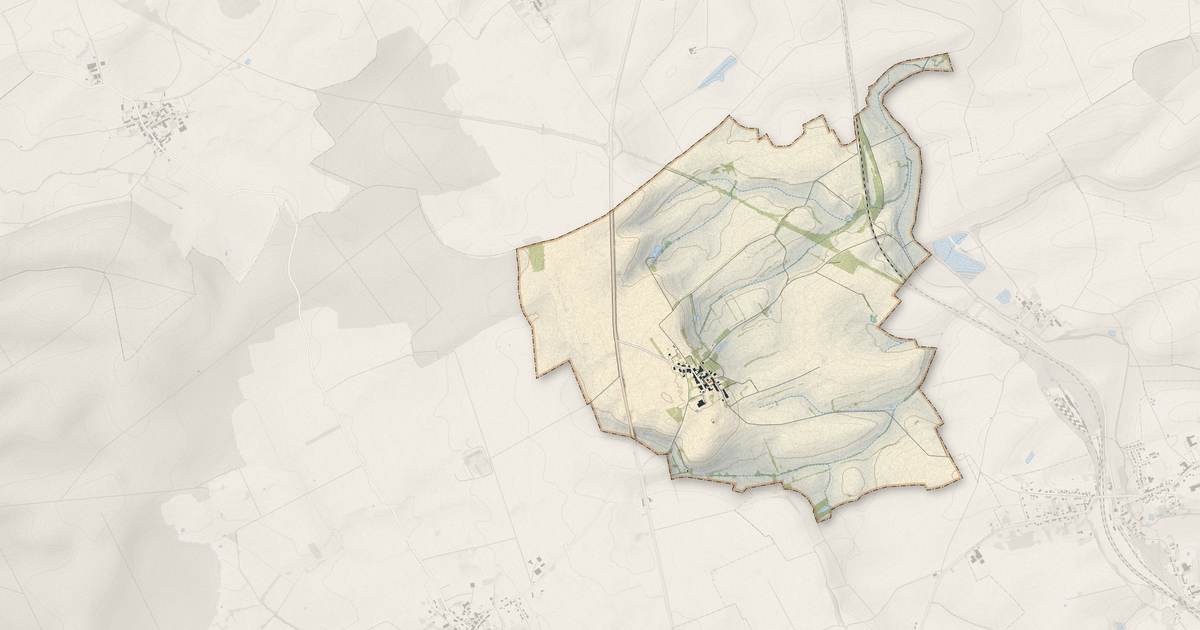 Portrait cartographique de Gouraincourt : relief, eau, forêts, bâti et voies, calculés à partir des données de l'IGN