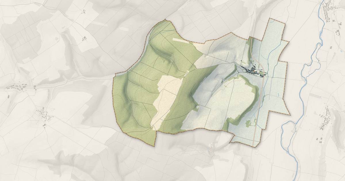 Portrait cartographique de Goussaincourt : relief, eau, forêts, bâti et voies, calculés à partir des données de l'IGN