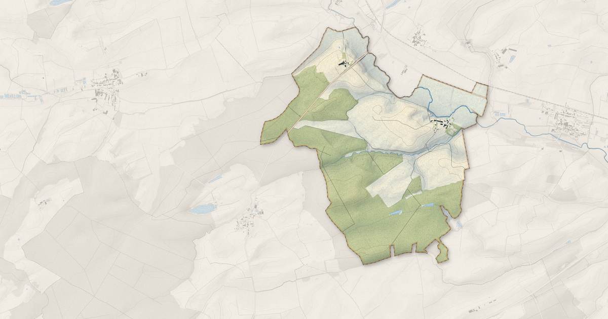 Portrait cartographique de Gussainville : relief, eau, forêts, bâti et voies, calculés à partir des données de l'IGN