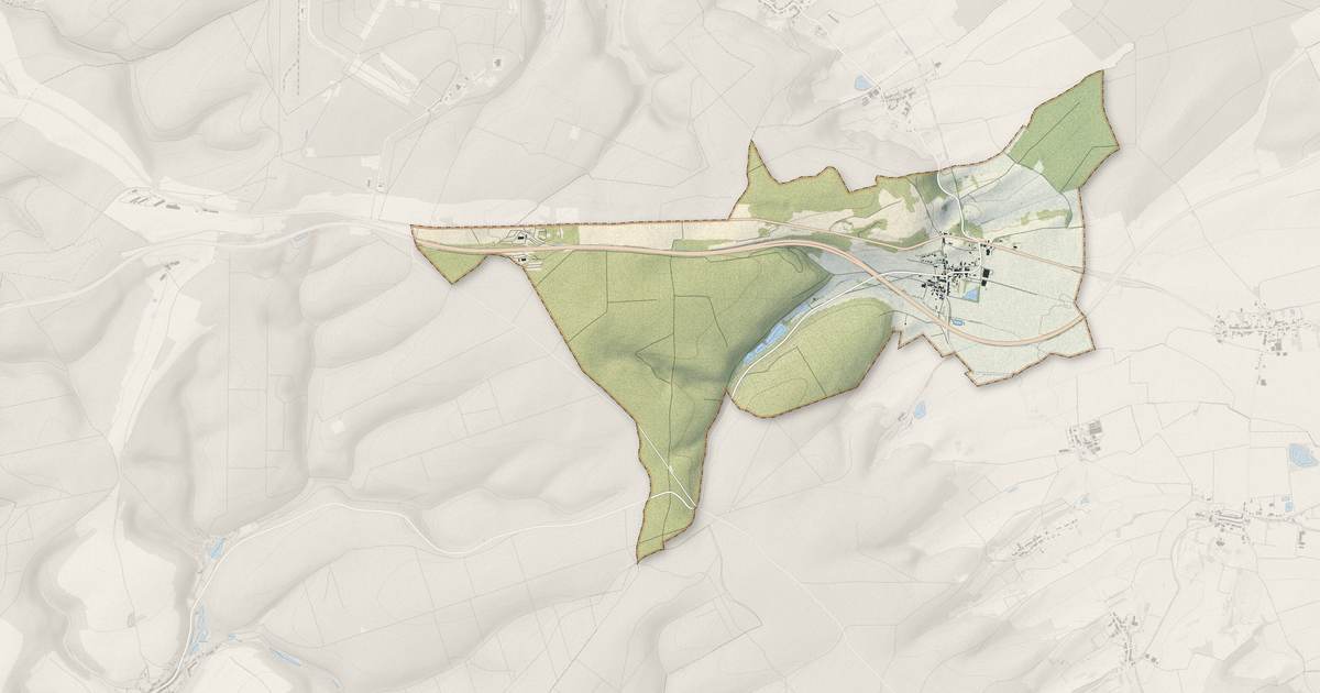 Portrait cartographique de Haudiomont : relief, eau, forêts, bâti et voies, calculés à partir des données de l'IGN
