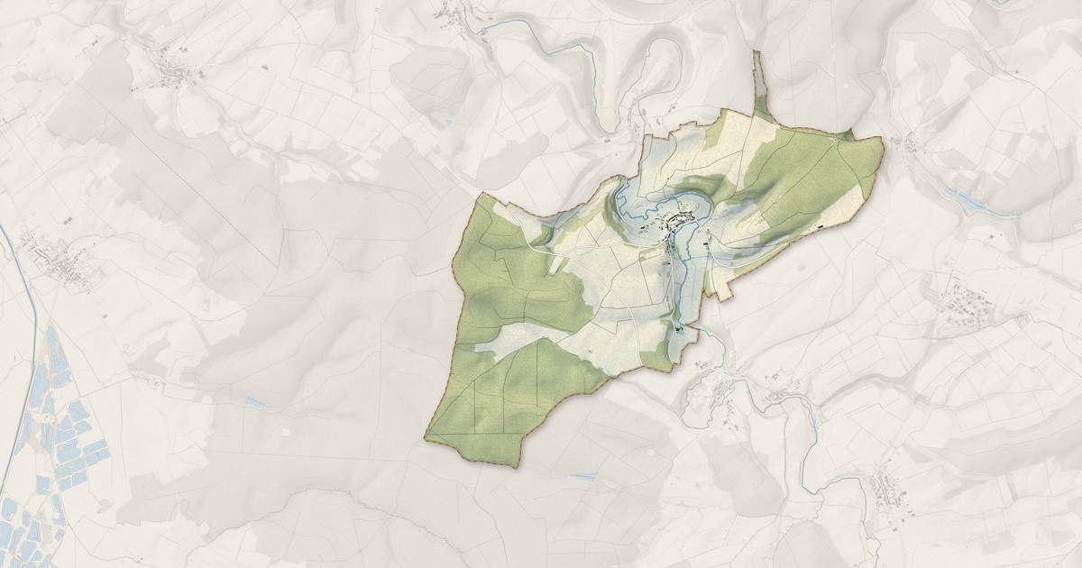 Portrait cartographique de Juvigny-sur-Loison : relief, eau, forêts, bâti et voies, calculés à partir des données de l'IGN