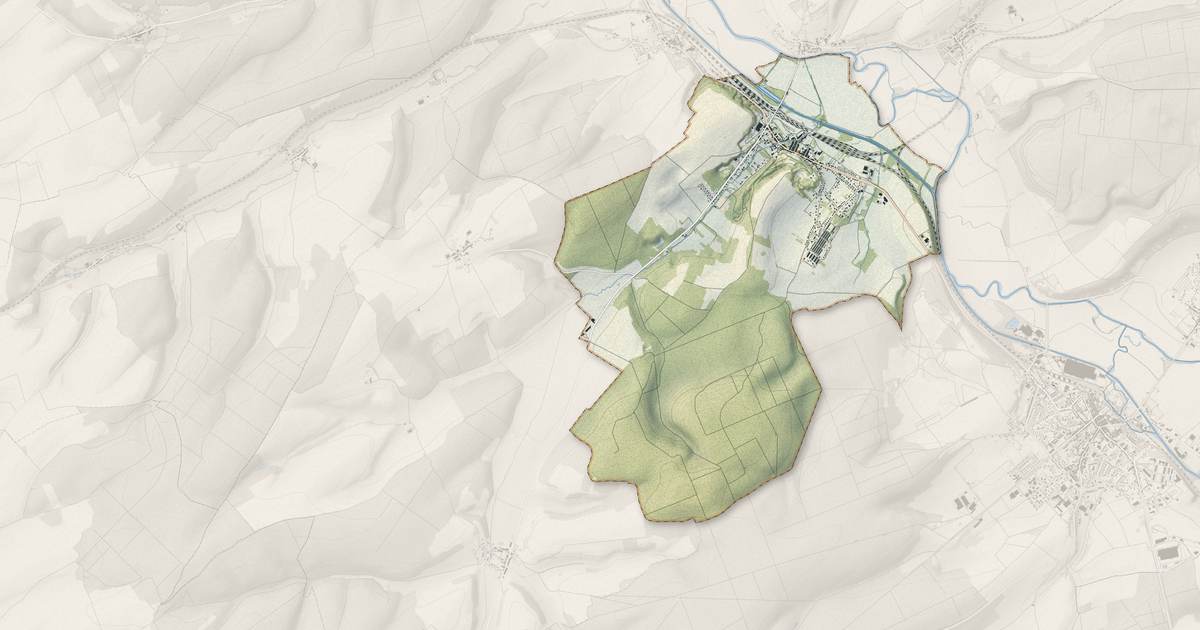 Portrait cartographique de Lérouville : relief, eau, forêts, bâti et voies, calculés à partir des données de l'IGN