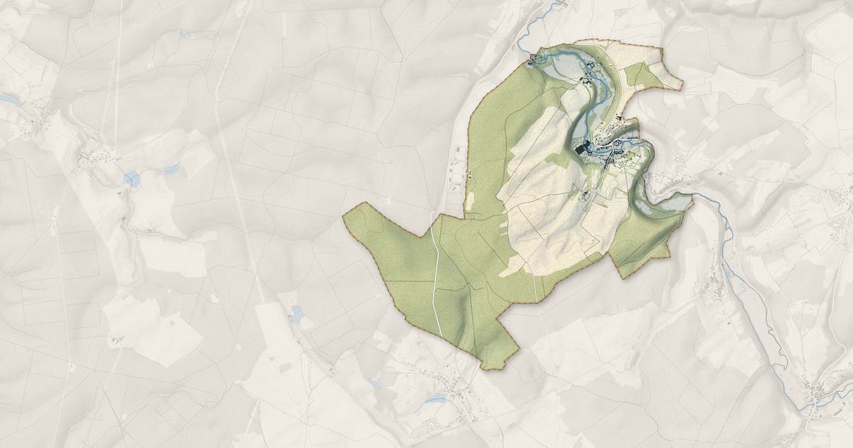 Portrait cartographique de L'Isle-en-Rigault : relief, eau, forêts, bâti et voies, calculés à partir des données de l'IGN
