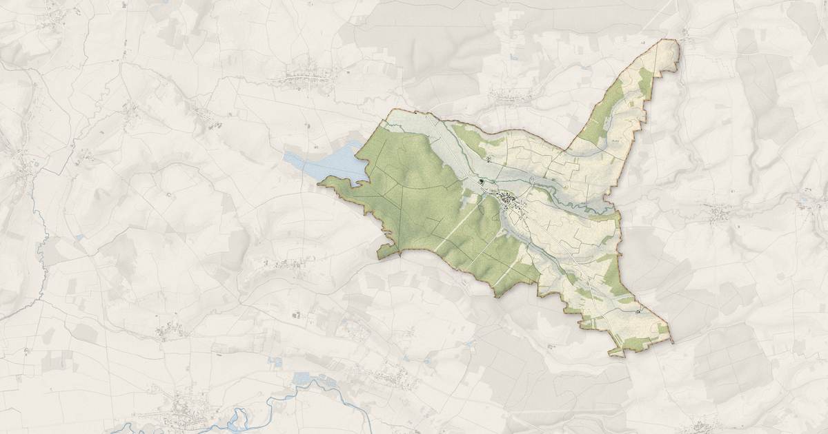 Portrait cartographique de Louppy-le-Château : relief, eau, forêts, bâti et voies, calculés à partir des données de l'IGN