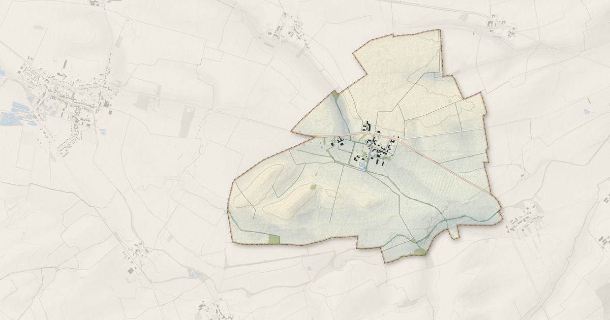 Portrait cartographique de Marchéville-en-Woëvre : relief, eau, forêts, bâti et voies, calculés à partir des données de l'IGN