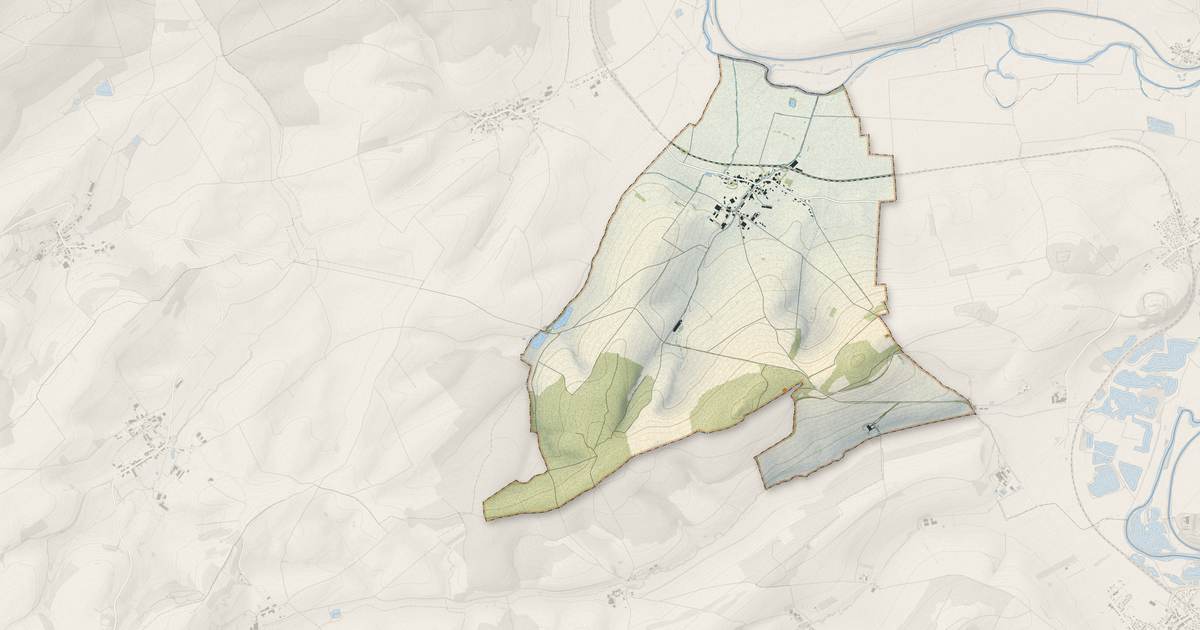 Portrait cartographique de Marre : relief, eau, forêts, bâti et voies, calculés à partir des données de l'IGN