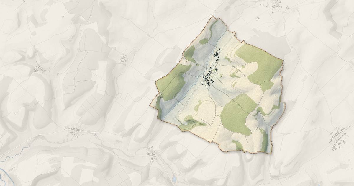 Portrait cartographique de Méligny-le-Petit : relief, eau, forêts, bâti et voies, calculés à partir des données de l'IGN