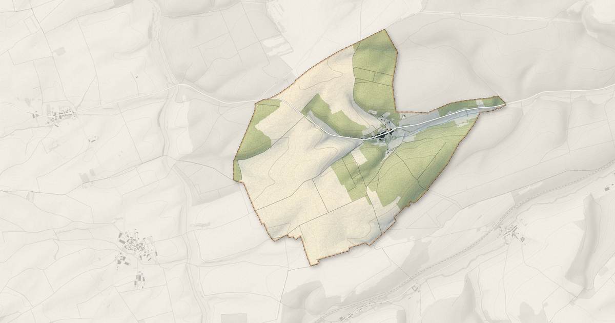 Portrait cartographique de Ménil-aux-Bois : relief, eau, forêts, bâti et voies, calculés à partir des données de l'IGN