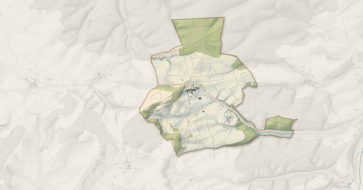 Portrait cartographique de Ménil-la-Horgne : relief, eau, forêts, bâti et voies, calculés à partir des données de l'IGN