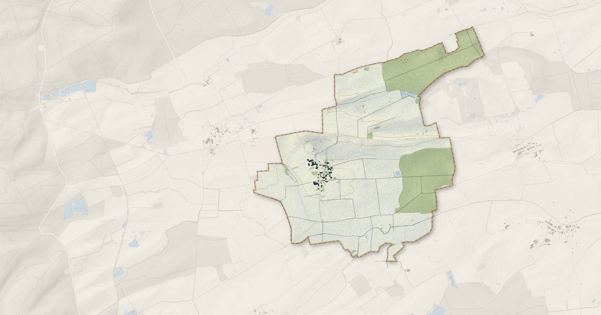 Portrait cartographique de Mogeville : relief, eau, forêts, bâti et voies, calculés à partir des données de l'IGN
