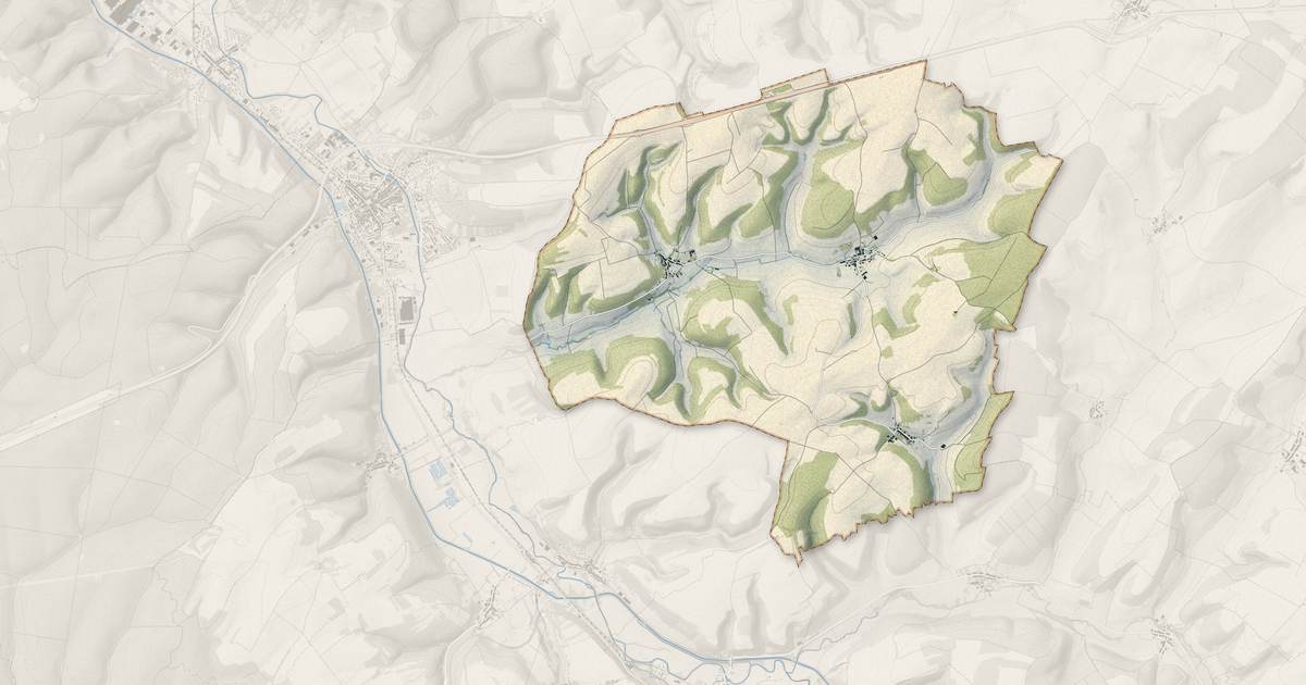 Portrait cartographique de Chanteraine : relief, eau, forêts, bâti et voies, calculés à partir des données de l'IGN