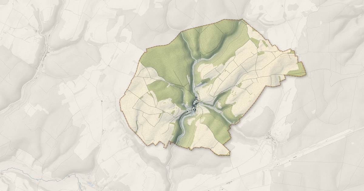 Portrait cartographique de Nant-le-Grand : relief, eau, forêts, bâti et voies, calculés à partir des données de l'IGN