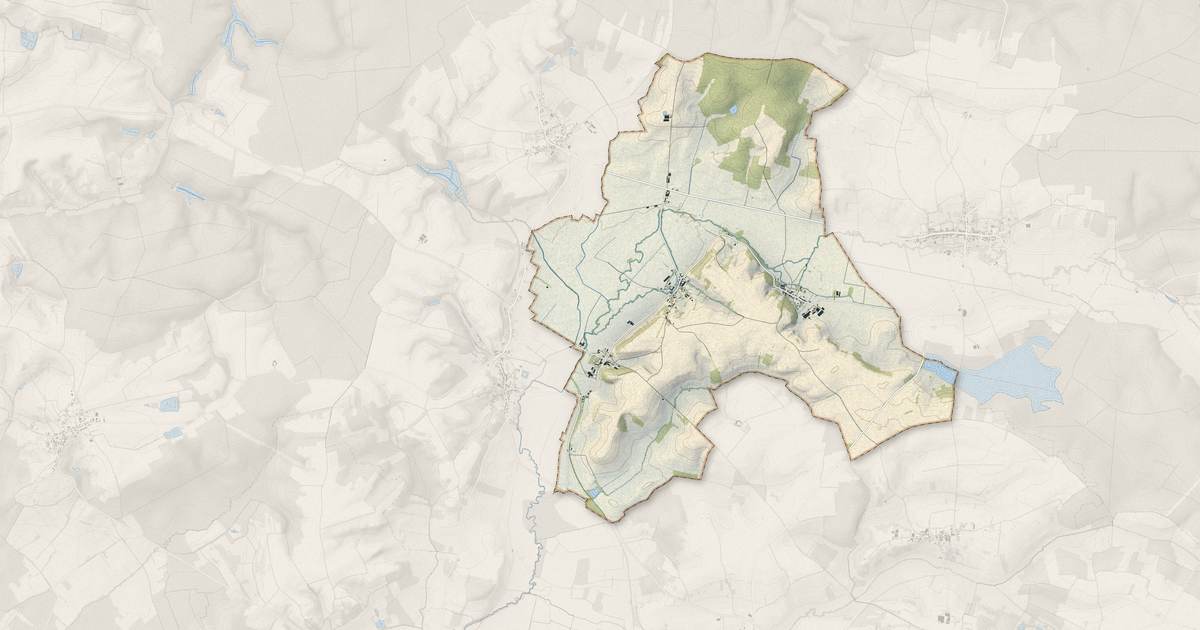 Portrait cartographique de Noyers-Auzécourt : relief, eau, forêts, bâti et voies, calculés à partir des données de l'IGN