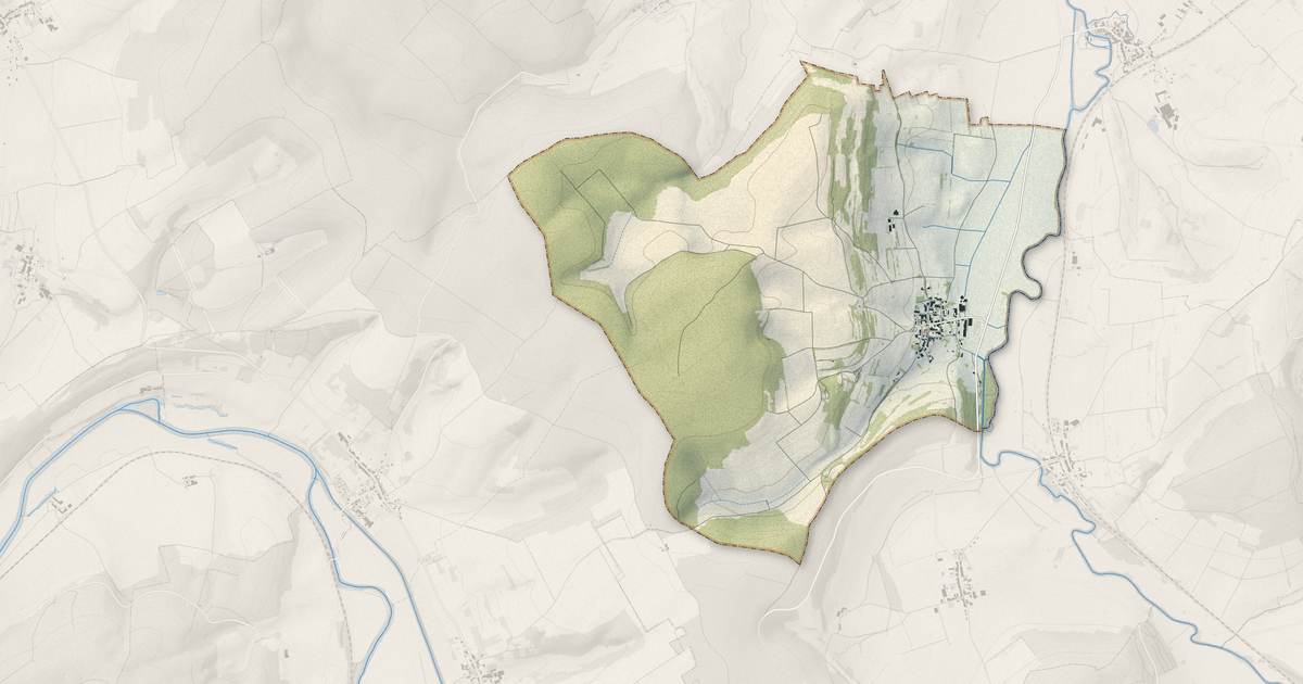 Portrait cartographique de Olizy-sur-Chiers : relief, eau, forêts, bâti et voies, calculés à partir des données de l'IGN