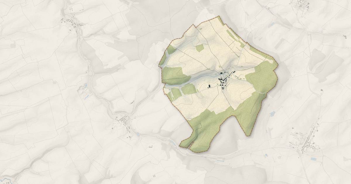 Portrait cartographique de Osches : relief, eau, forêts, bâti et voies, calculés à partir des données de l'IGN