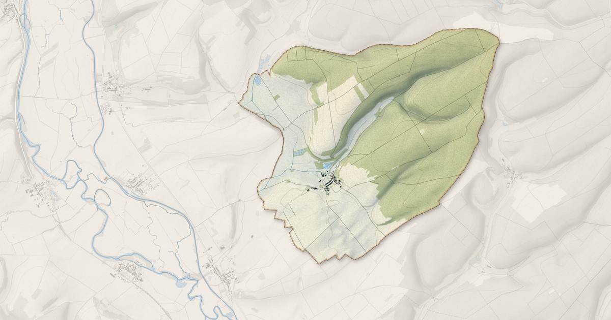Portrait cartographique de Ranzières : relief, eau, forêts, bâti et voies, calculés à partir des données de l'IGN