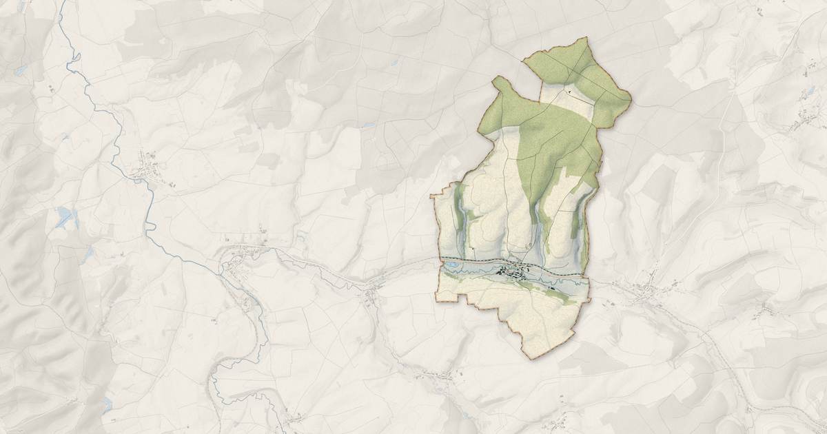 Portrait cartographique de Récicourt : relief, eau, forêts, bâti et voies, calculés à partir des données de l'IGN