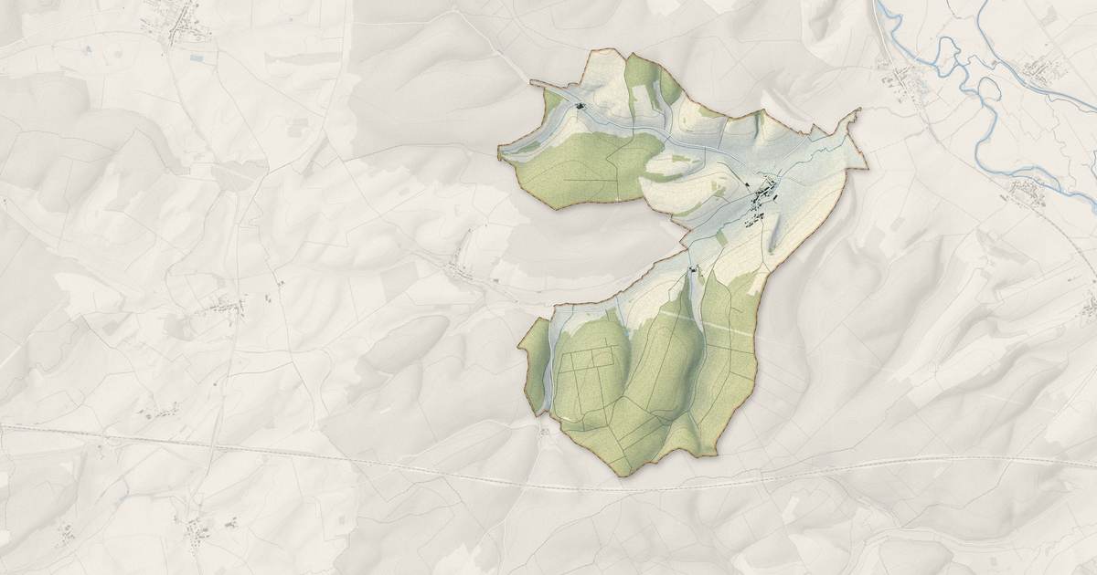 Portrait cartographique de Récourt-le-Creux : relief, eau, forêts, bâti et voies, calculés à partir des données de l'IGN