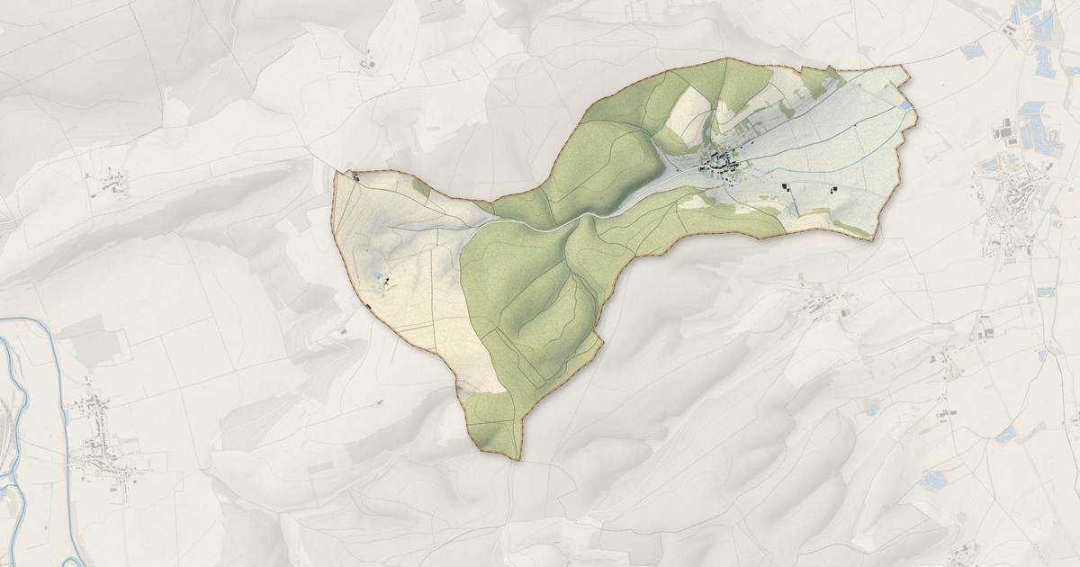 Portrait cartographique de Réville-aux-Bois : relief, eau, forêts, bâti et voies, calculés à partir des données de l'IGN