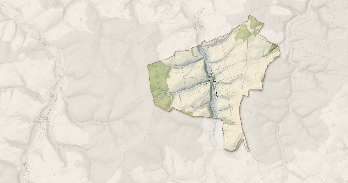 Portrait cartographique de Ribeaucourt : relief, eau, forêts, bâti et voies, calculés à partir des données de l'IGN