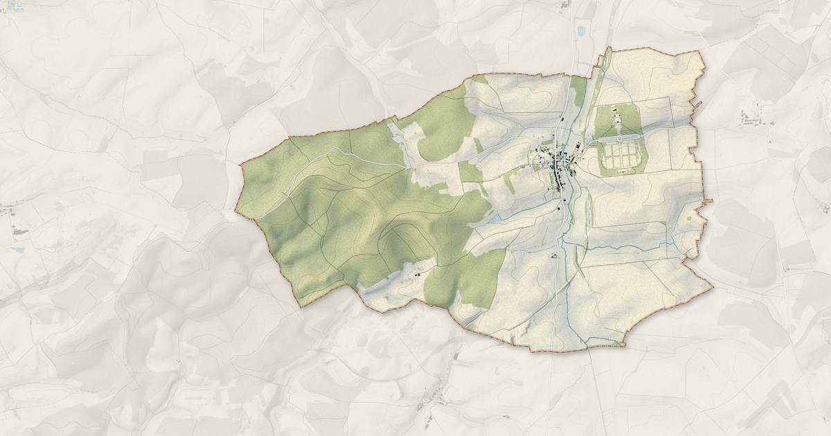Portrait cartographique de Romagne-sous-Montfaucon : relief, eau, forêts, bâti et voies, calculés à partir des données de l'IGN
