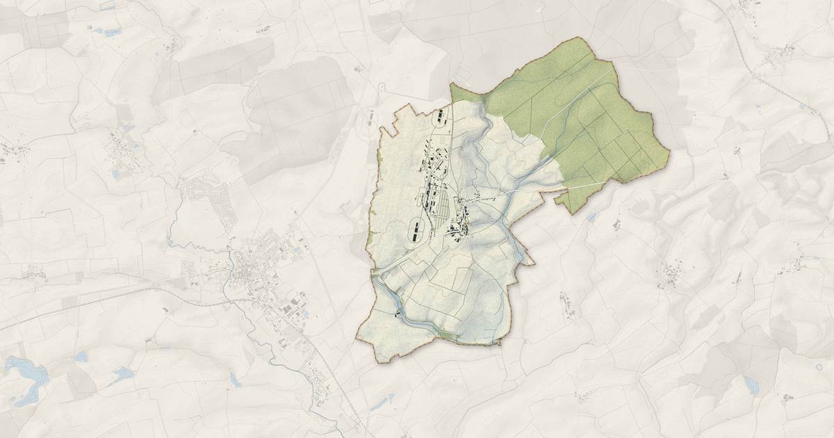 Portrait cartographique de Rouvres-en-Woëvre : relief, eau, forêts, bâti et voies, calculés à partir des données de l'IGN