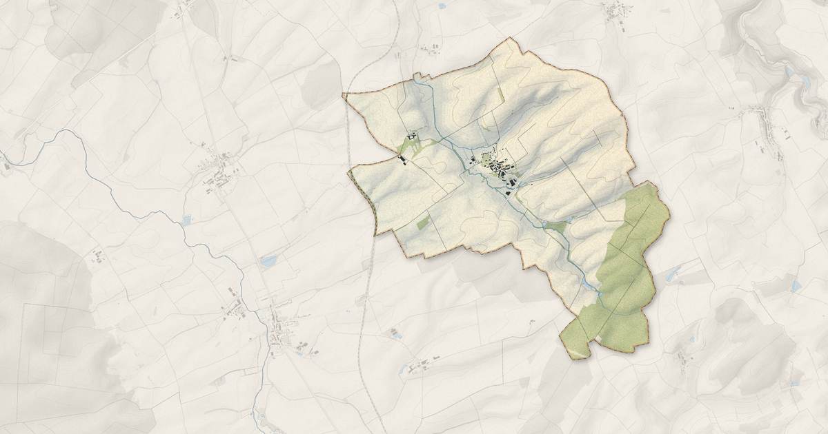 Portrait cartographique de Saint-Pierrevillers : relief, eau, forêts, bâti et voies, calculés à partir des données de l'IGN
