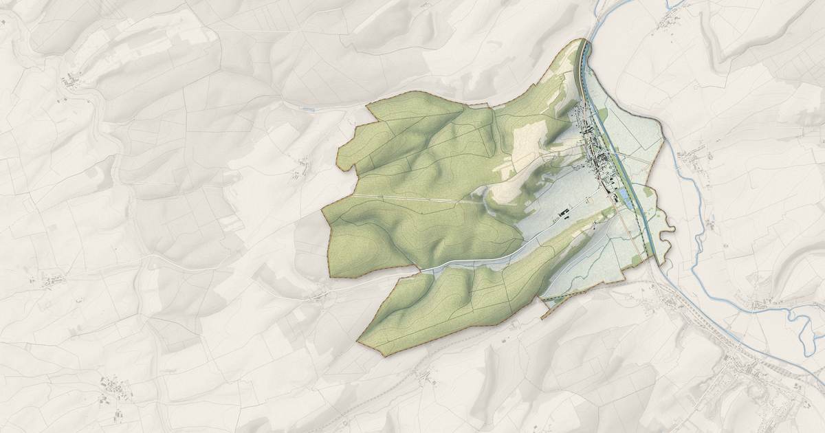 Portrait cartographique de Sampigny : relief, eau, forêts, bâti et voies, calculés à partir des données de l'IGN