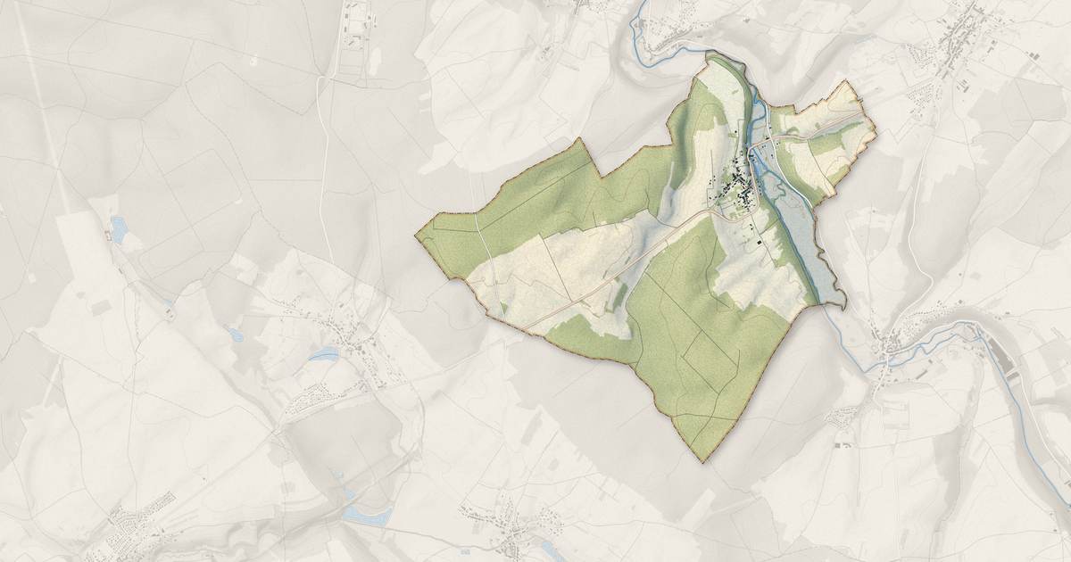 Portrait cartographique de Saudrupt : relief, eau, forêts, bâti et voies, calculés à partir des données de l'IGN