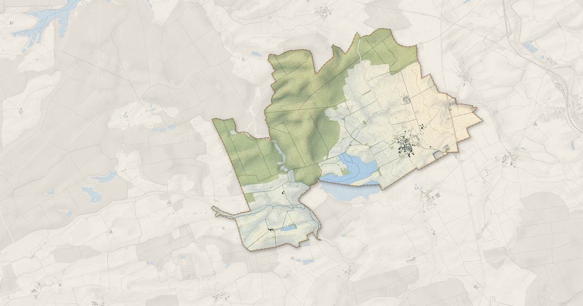 Portrait cartographique de Senon : relief, eau, forêts, bâti et voies, calculés à partir des données de l'IGN
