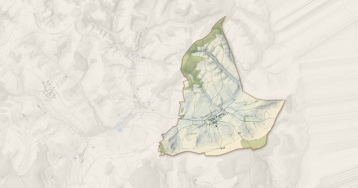 Portrait cartographique de Thonne-la-Long : relief, eau, forêts, bâti et voies, calculés à partir des données de l'IGN