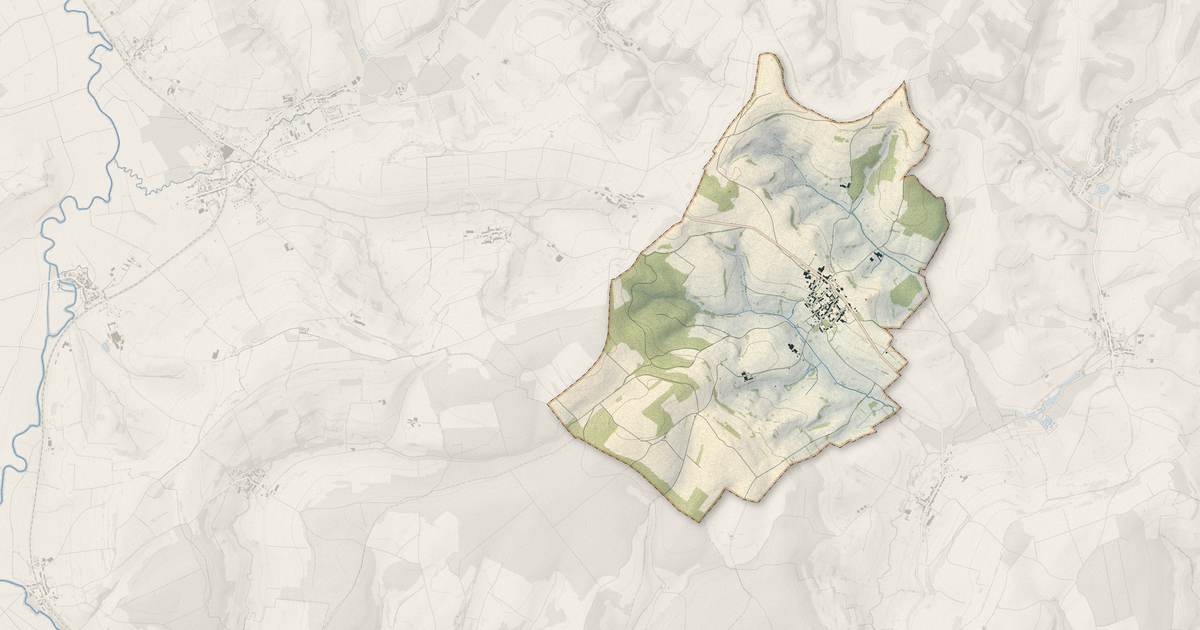Portrait cartographique de Thonne-le-Thil : relief, eau, forêts, bâti et voies, calculés à partir des données de l'IGN