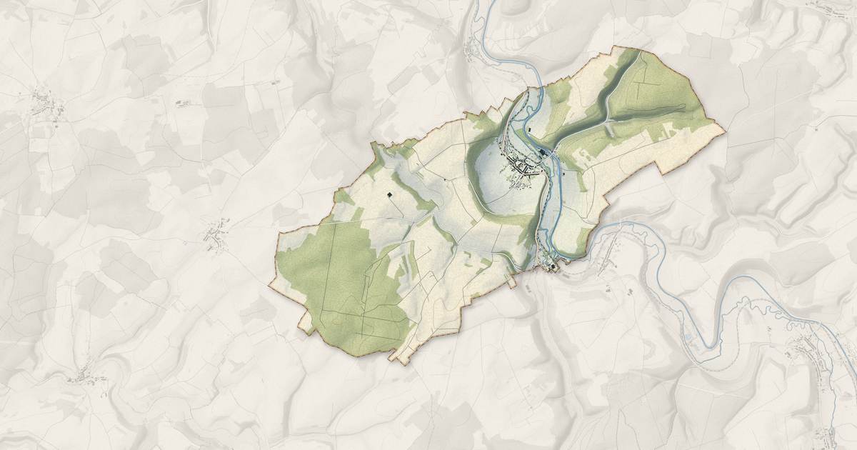 Portrait cartographique de Tréveray : relief, eau, forêts, bâti et voies, calculés à partir des données de l'IGN
