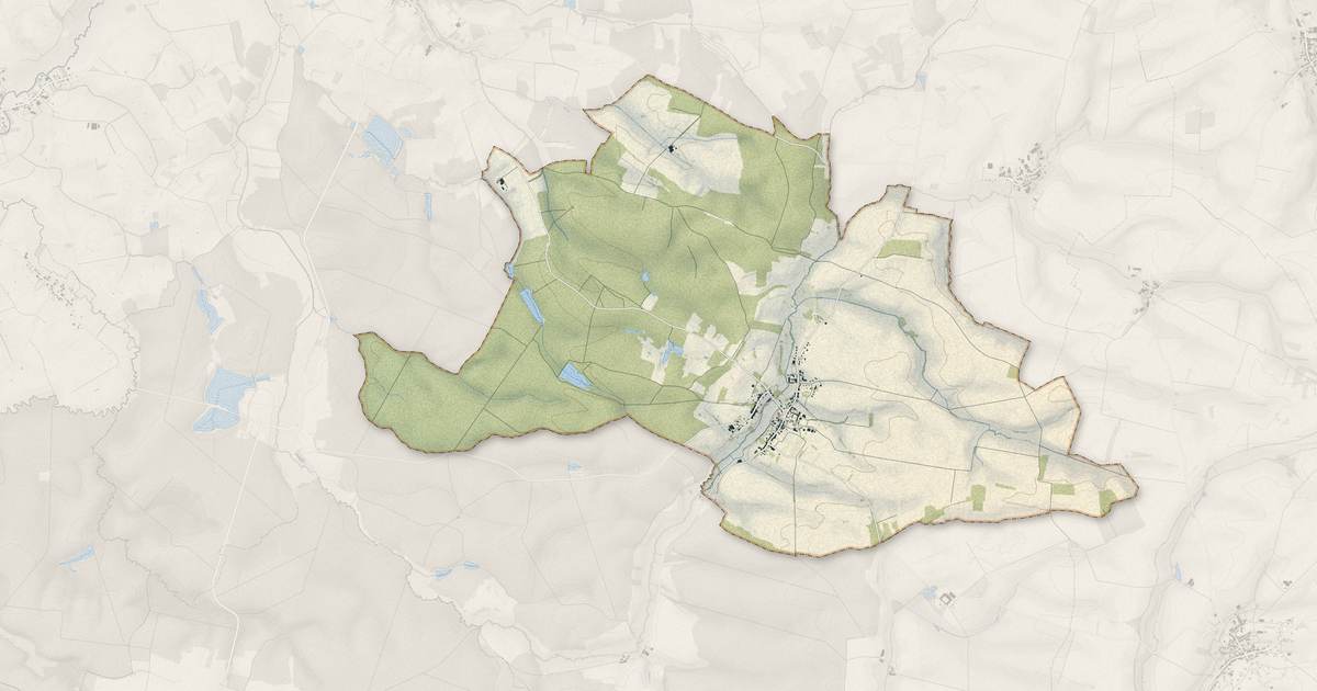 Portrait cartographique de Vaubecourt : relief, eau, forêts, bâti et voies, calculés à partir des données de l'IGN