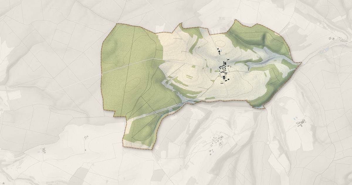 Portrait cartographique de Vaudeville-le-Haut : relief, eau, forêts, bâti et voies, calculés à partir des données de l'IGN