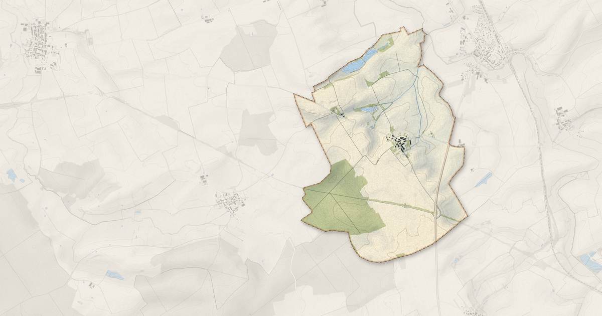 Portrait cartographique de Vaudoncourt : relief, eau, forêts, bâti et voies, calculés à partir des données de l'IGN