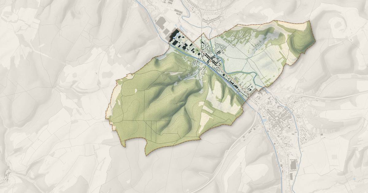 Portrait cartographique de Velaines : relief, eau, forêts, bâti et voies, calculés à partir des données de l'IGN