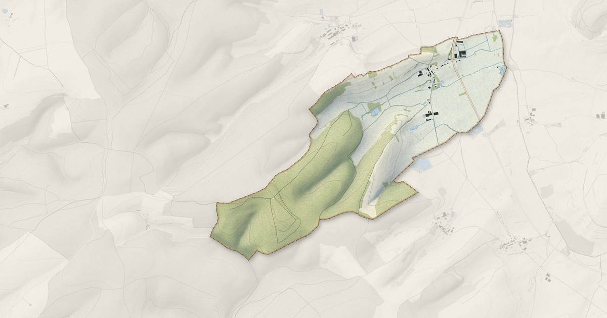 Portrait cartographique de Wavrille : relief, eau, forêts, bâti et voies, calculés à partir des données de l'IGN