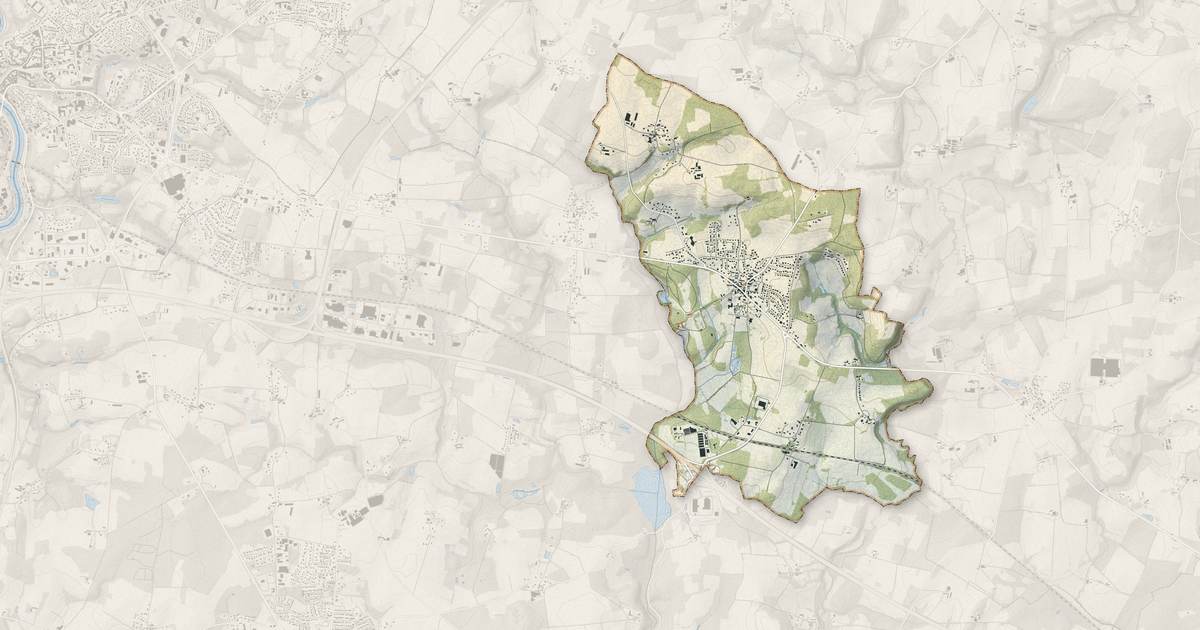 Portrait cartographique de Brandérion : relief, eau, forêts, bâti et voies, calculés à partir des données de l'IGN