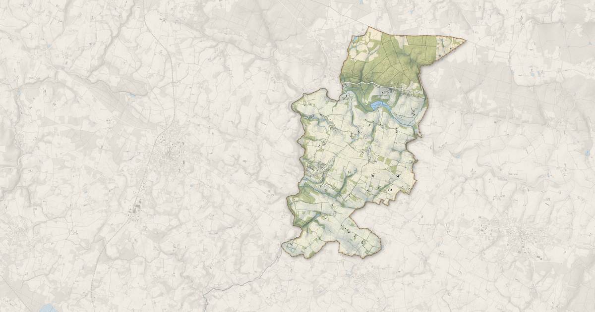 Portrait cartographique de Brandivy : relief, eau, forêts, bâti et voies, calculés à partir des données de l'IGN