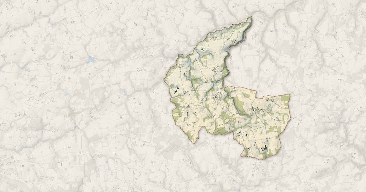 Portrait cartographique de Cruguel : relief, eau, forêts, bâti et voies, calculés à partir des données de l'IGN