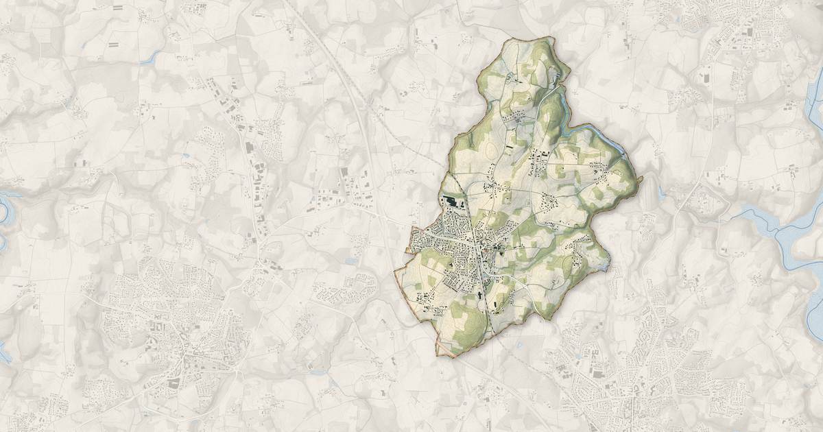 Portrait cartographique de Gestel : relief, eau, forêts, bâti et voies, calculés à partir des données de l'IGN