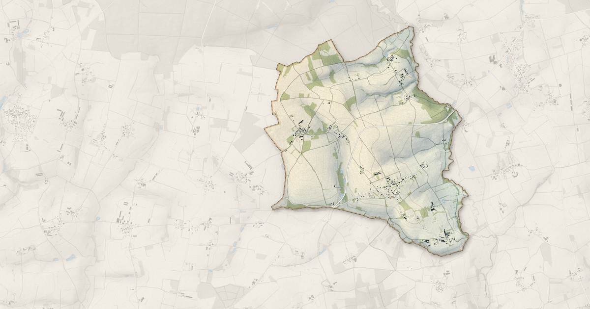 Portrait cartographique de La Grée-Saint-Laurent : relief, eau, forêts, bâti et voies, calculés à partir des données de l'IGN
