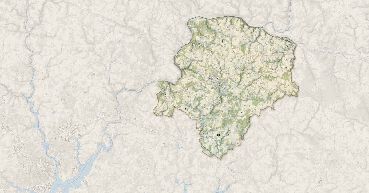 Portrait cartographique de Languidic : relief, eau, forêts, bâti et voies, calculés à partir des données de l'IGN
