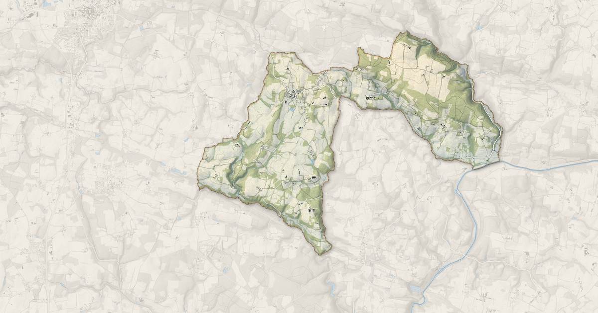 Portrait cartographique de Lanvaudan : relief, eau, forêts, bâti et voies, calculés à partir des données de l'IGN