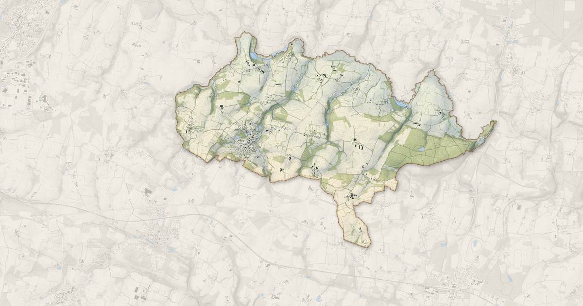 Portrait cartographique de Larré : relief, eau, forêts, bâti et voies, calculés à partir des données de l'IGN