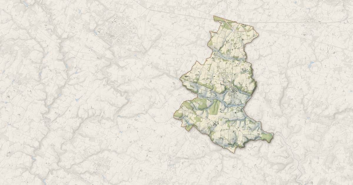 Portrait cartographique de Limerzel : relief, eau, forêts, bâti et voies, calculés à partir des données de l'IGN