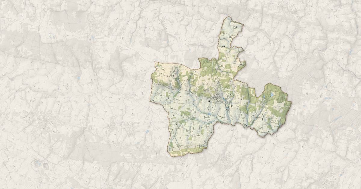 Portrait cartographique de Plaudren : relief, eau, forêts, bâti et voies, calculés à partir des données de l'IGN
